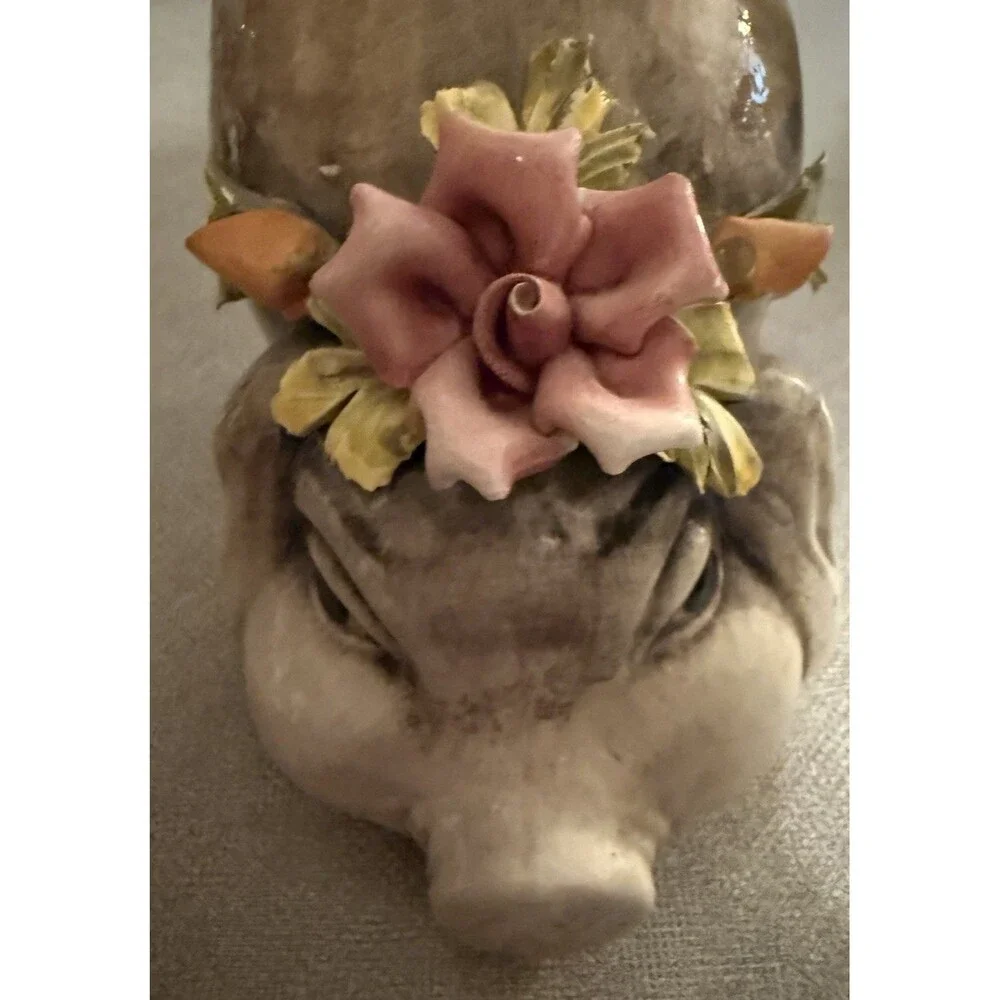 Vintage Piggy Bank Ceramic “made In ITALY” Capodimonte Style Flowers Pottery